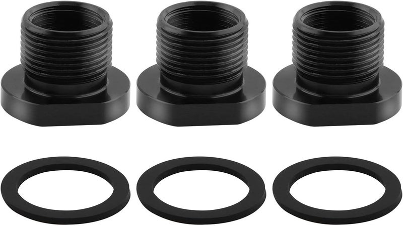 Ranjaner 3Pcs Thread Adapters with Metal Washers, 1/2x28 to 5/8x24 Thread Adapter Aluminium Alloy, Oil Filter Adapter 1/2-28 Thread Protector Black Oxide Finish - Image 1